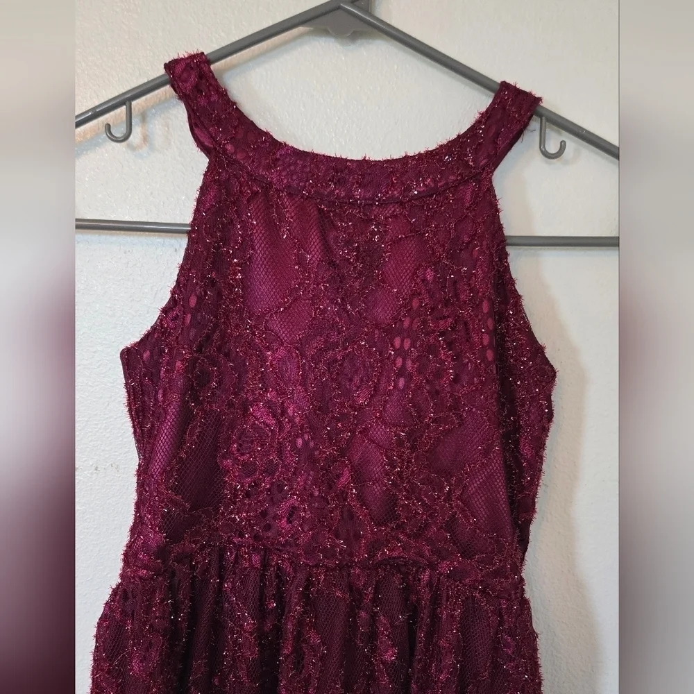 Place Girls Maroon Lace Dress Size 6x/7